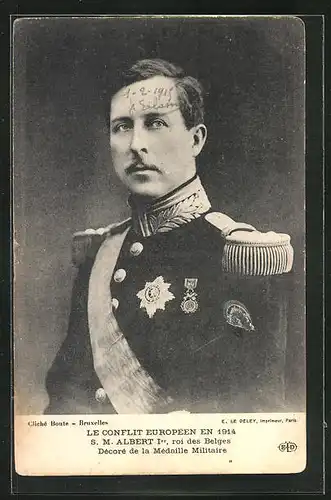 AK S.M. Albert I., roi des Belges, König Albert von Belgien in Galauniform