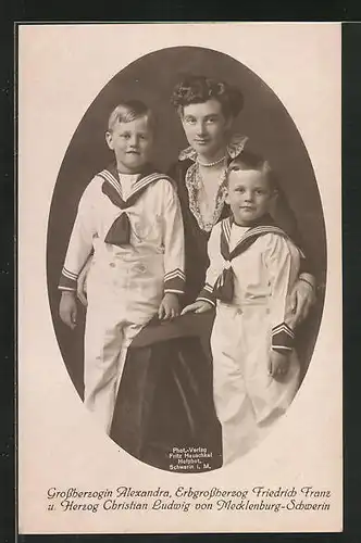 AK Grossherzogin Alexandra, Erbgrossherzog Friedrich Franz u. Herzog Christian Ludwig von Mecklbg.-Schwerin