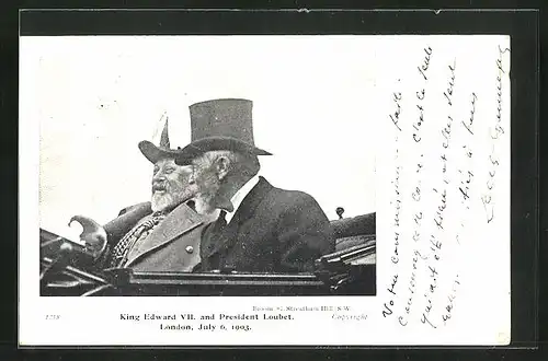 AK London, King Edward VII. von England and President Loubet Frankreich 1903
