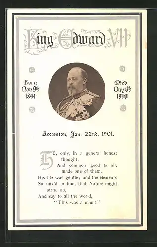 AK König Edward VII. von England, gestorben am 6.5.1910