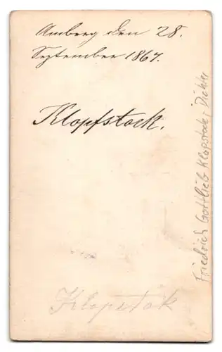 Fotografie Dichter Friedrich Gottlieb Klopstock im Portrait