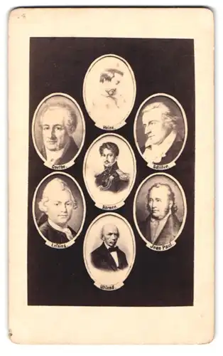 Fotografie Dichter Schiller, Goethe, Heine, Körner und weitere im Portrait