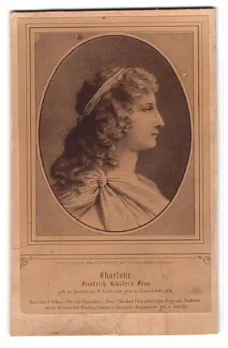 Fotografie Charlotte Schiller im Portrait, Gattin des Friedrich