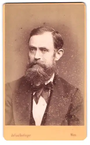 Fotografie Julius Gertinger, Wien, Margarethenstr. 19, Portrait betagter Herr mit Vollbart trägt Frack