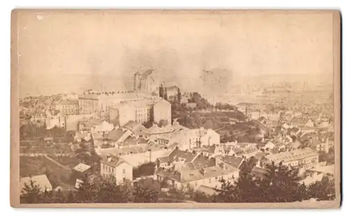 Fotografie Joseph Bermann, Wien, Ansicht Maria Enzersdorf, Totalansicht mit Schloss Liechtenstein