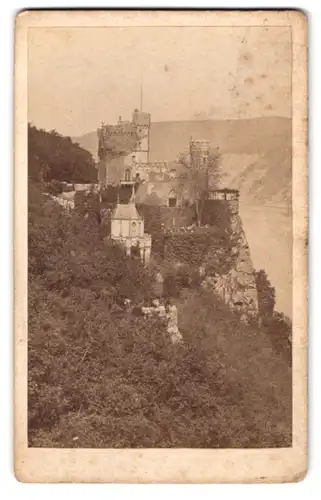 Fotografie A. Baumann, Rüdesheim, Ansicht Trechtingshausen, Burg Rheinstein