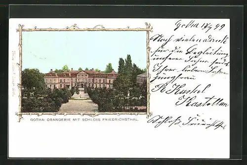 AK Gotha, Orangerie mit Schloss Friedrichsthal
