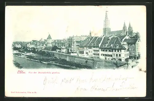 AK Ulm, Stadt von der Donaubrücke gesehen