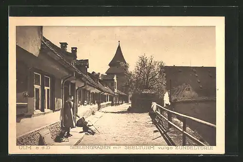 AK Ulm, Seelengraben-Strasse mit Seelturm