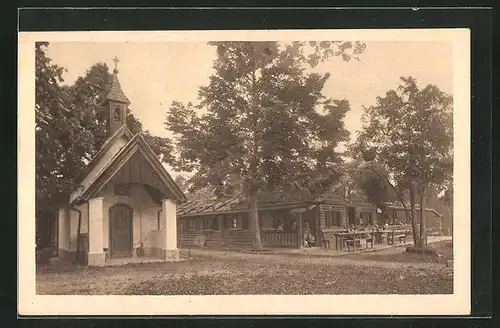 AK Warngau, Gasthaus auf dem Taubenberg und Kapelle