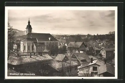 AK Miesbach, Kirche gegen Alpenkette