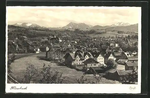 AK Miesbach, Totalansicht mit Alpenkette