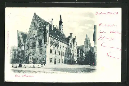 AK Ulm, Rathaus mit Brunnen