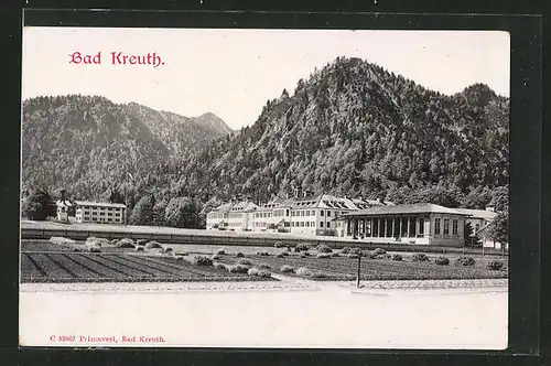 AK Bad Kreuth, Ortspartie mit Grünanlage