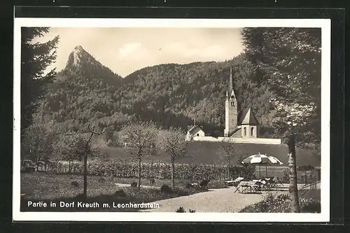 AK Dorf Kreuth, Ortspartie mit Leonhardstein