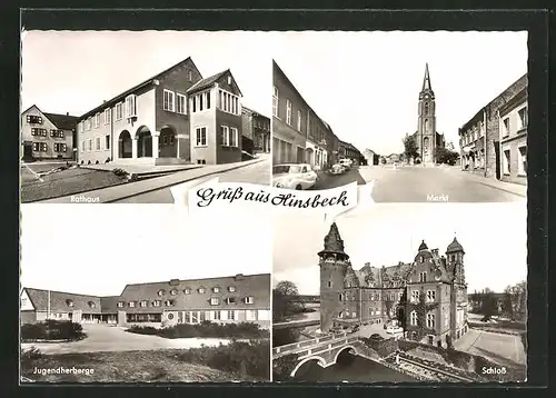 AK Hinsbeck, Rathaus, Markt, Schloss