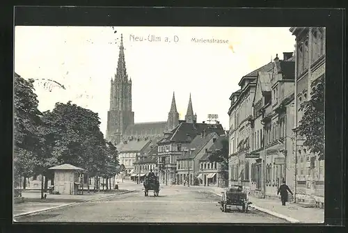 AK Neu-Ulm a. D., Blick die Marienstrasse hinunter