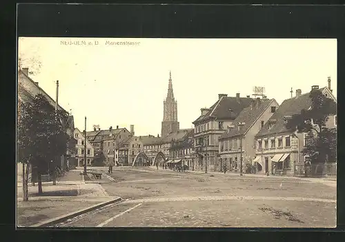 AK Neu-Ulm a. D., Blick zum Münster in der Marienstrasse