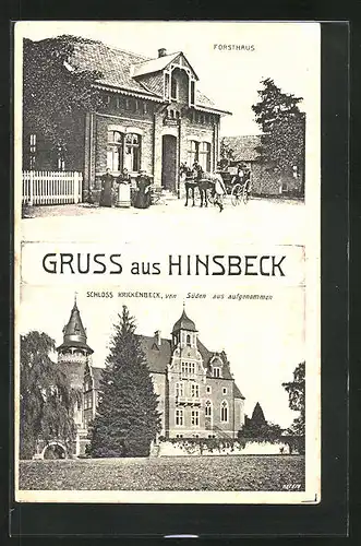 AK Hinsbeck, Schloss'Krickenbeck von Süden, Forsthaus