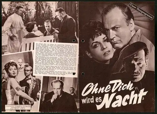 Filmprogramm Unser Hausprogramm, Ohne Dich wird es Nacht, Eva Bartok, Curd Jürgens, Regie: Curd Jürgens