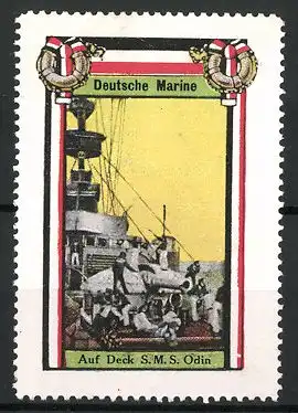 Reklamemarke Serie: Deutsche Marine, Matrosen auf Deck des S.M.S. Odin
