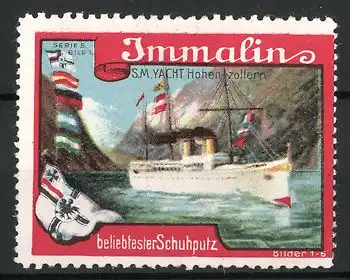 Reklamemarke S.M. Yacht Hohenzollern passiert das Gebirge, Immalin-Schuhputz, Serie 5, Bild 1
