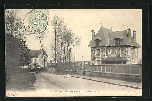 AK Villiers-sur-Marne, La Fourche, Strassenpartie