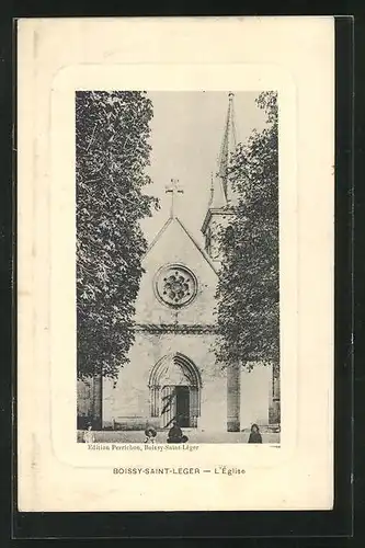 AK Boissy-Saint-Léger, L`Église, Mädchen vor der Kirche