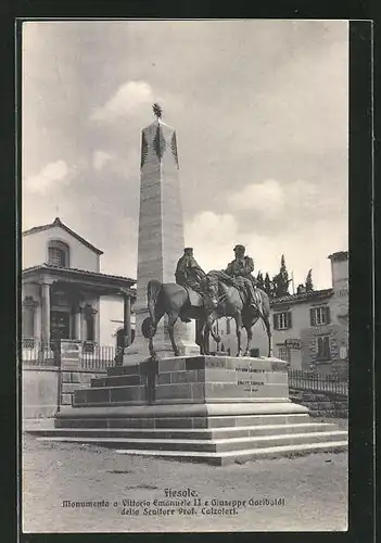 AK Fiesole, Monumento a Vittorio Emanuele II e Giuseppe Garibaldi...