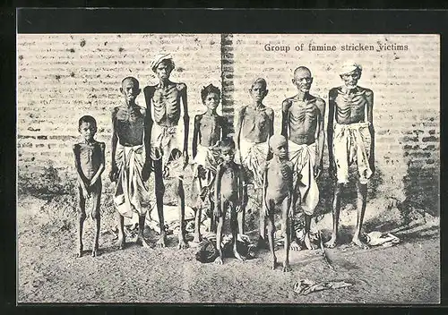 AK Group of famine victims, Hungerleidende Inder
