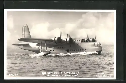 AK The new flying Battleship The short Sunderland, Wasserflugzeug