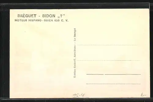AK Paris, Flugzeug Bréguet-Bidon Paris-New-York