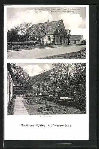 AK Hülsing / Wesermünde, Gasthaus zum Badestrand mit Kaffeegarten