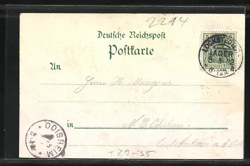 Passepartout-Lithographie Lockstedter Lager, Hotel Kaiserhof, Hauptwache, Bismarck-Denkmal, Kleeblatt