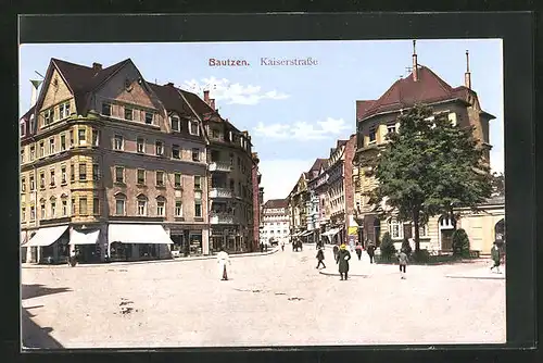 AK Bautzen, Kaiserstrasse im Sonnenschein