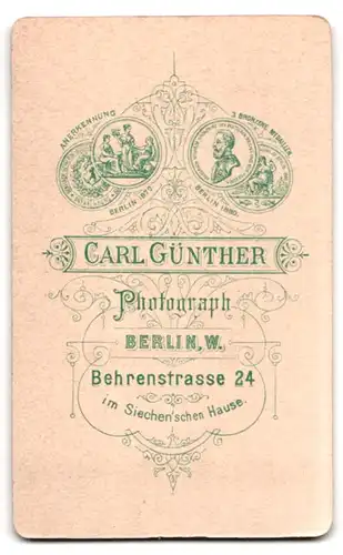 Fotografie Carl Günther, Berlin W., Behrenstrasse 24, Eleganter Herr mit Schnurrbart