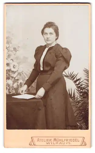 Fotografie Atelier Mühlfriedel, Wilkau i /S., Portrait junge Dame in modischer Kleidung