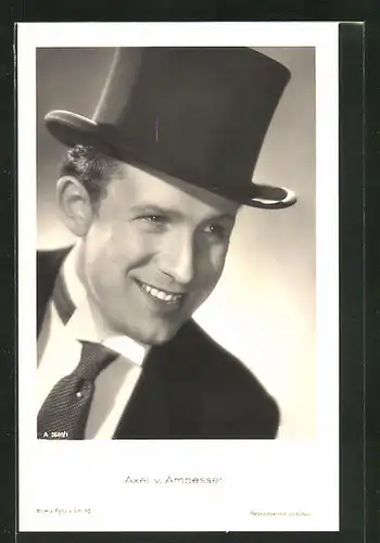 AK Schauspieler Axel v. Ambesser mit Zylinderhut