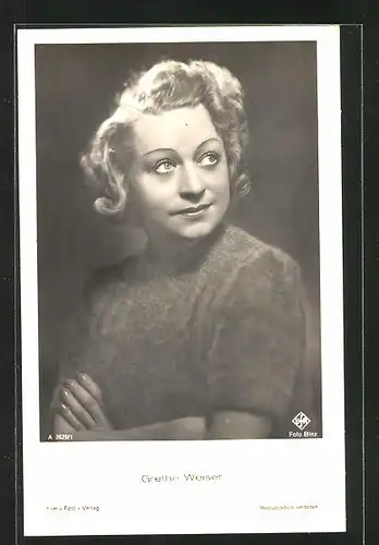 AK Schauspielerin Grethe Weiser im Wolloberteil