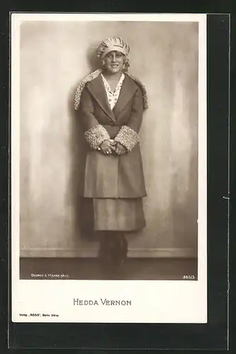 AK Schauspielerin Hedda Vernon mit Hut