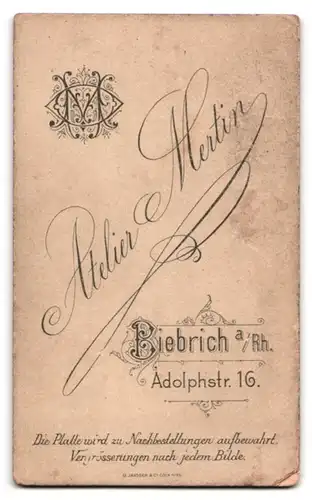 Fotografie Atelier Mertin, Biebrich a/Rh., Adolphstr. 16, Portrait eines jungen Soldaten