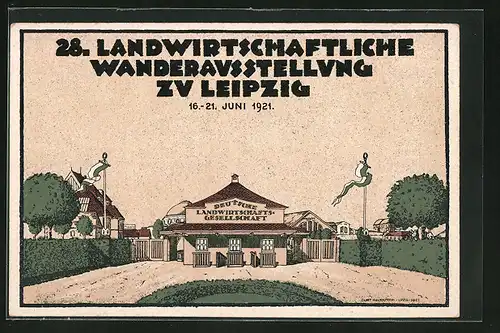 Künstler-AK Leipzig, 28. Landwirtschaftliche Wanderausstellung 1921
