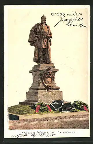 Lithographie Ulm, Kaiser Wilhelm Denkmal