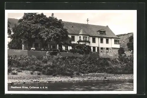 AK Cattenes a. d. M., Gasthaus Gries mit Auto