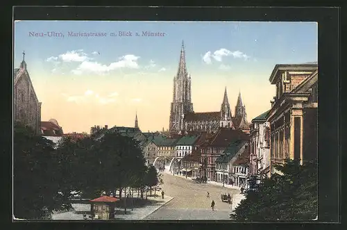 AK Neu-Ulm, Marienstrasse mit Blick auf Münster