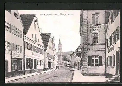 AK Weissenhorn, Hauptstrasse mit Gasthof zum Hasen