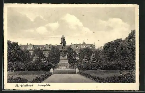 AK M. Gladbach, Kaiserplatz mit Reiterdenkmal