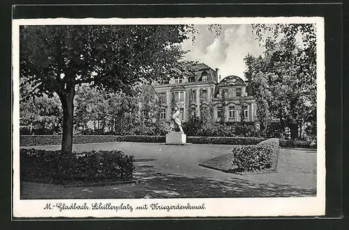 AK M.-Gladbach, Schillerplatz mit Kriegerdenkmal