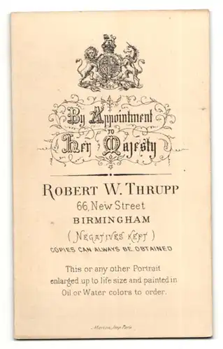 Fotografie Robert W. Thrupp, Birmingham, Portrait bürgerlicher Herr im eleganten Anzug mit Vollbart