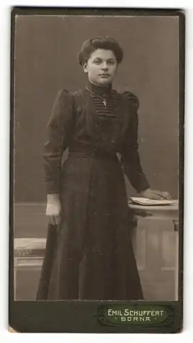 Fotografie Emil Schuffert, Borna, hübsche Dame mit Halskette